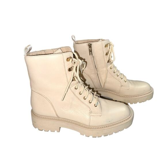 Sam Edelman Lue Ivory Leather Combat Boots 9.5 - Picture 1 of 8